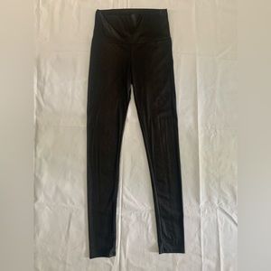 CHERISH BLACK SNAKE SKIN FAUX LEATHER LEGGINGS.